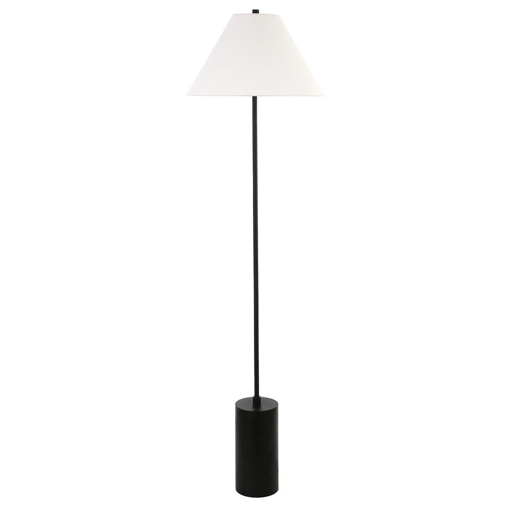 64" Black Traditional Shaped Floor Lamp With White Frosted Glass Empire Shade. Picture 1