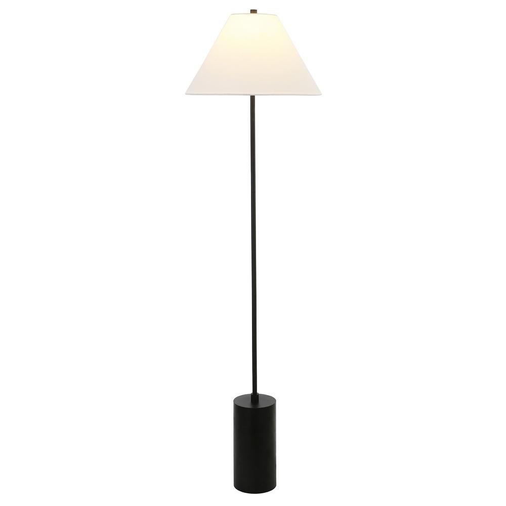 64" Black Traditional Shaped Floor Lamp With White Frosted Glass Empire Shade. Picture 2