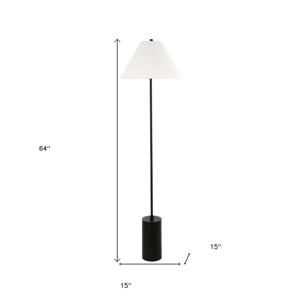 64" Black Traditional Shaped Floor Lamp With White Frosted Glass Empire Shade. Picture 6