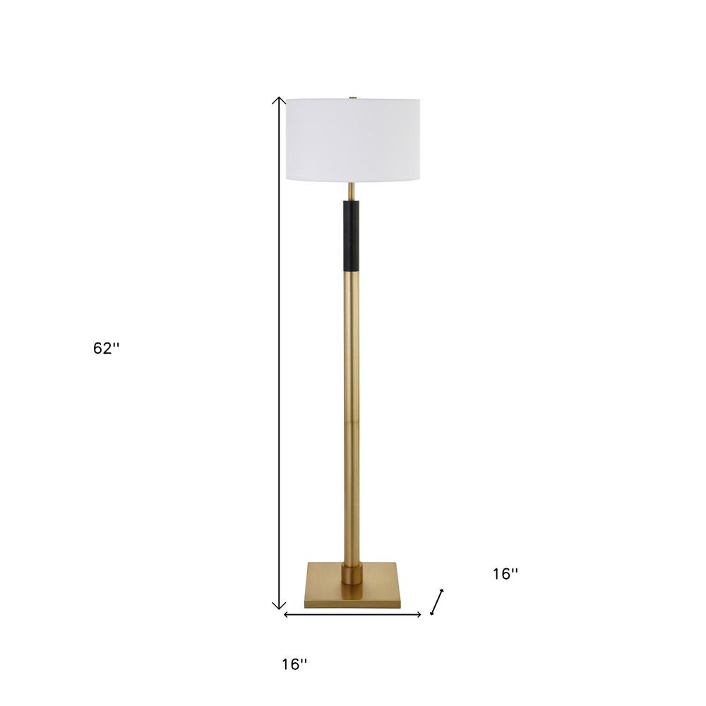 62" Black Traditional Shaped Floor Lamp With White Frosted Glass Drum Shade. Picture 7