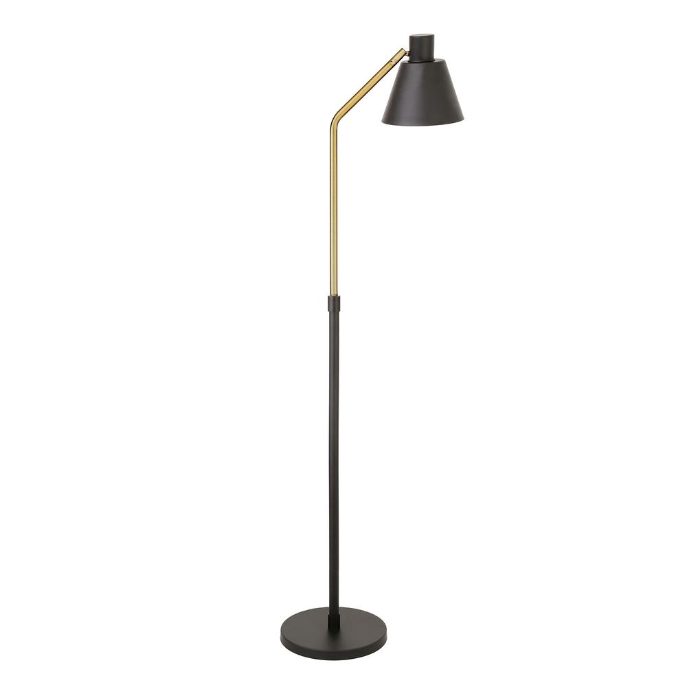 63" Black Reading Floor Lamp With Black Cone Shade. Picture 2