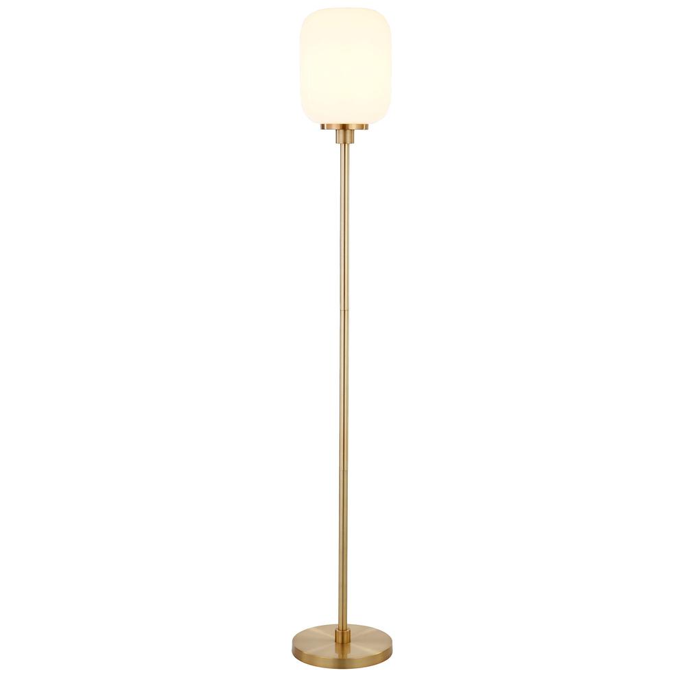 69" Brass Novelty Floor Lamp With White Frosted Glass Globe Shade. Picture 2