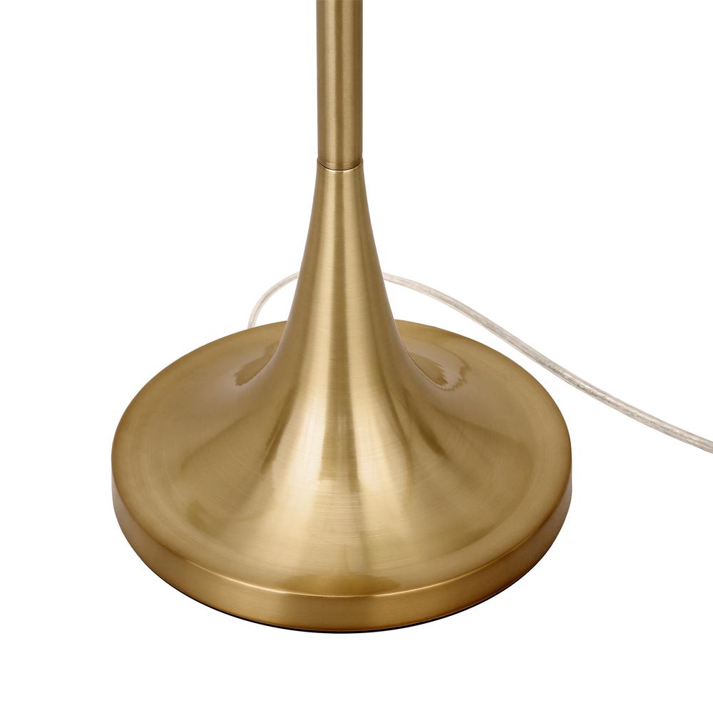59" Brass Reading Floor Lamp With Clear Transparent Glass Empire Shade. Picture 5