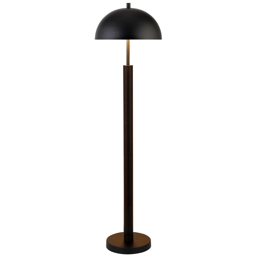 58" Black Traditional Shaped Floor Lamp With Black Dome Shade. Picture 2