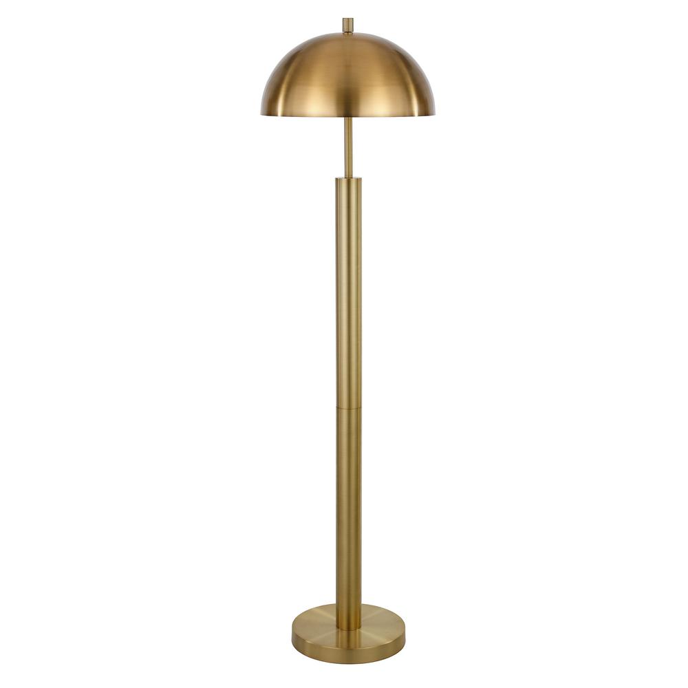 58" Brass Traditional Shaped Floor Lamp With Brass Dome Shade. Picture 1