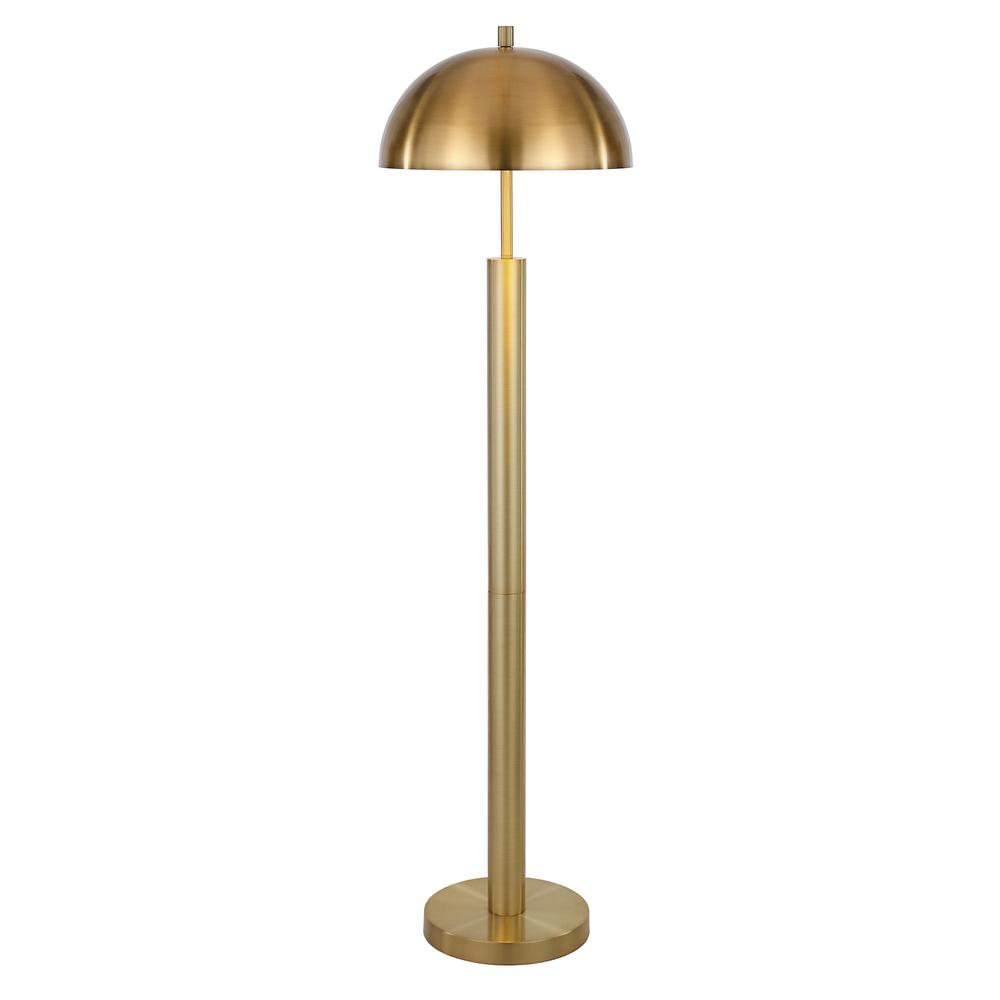 58" Brass Traditional Shaped Floor Lamp With Brass Dome Shade. Picture 2
