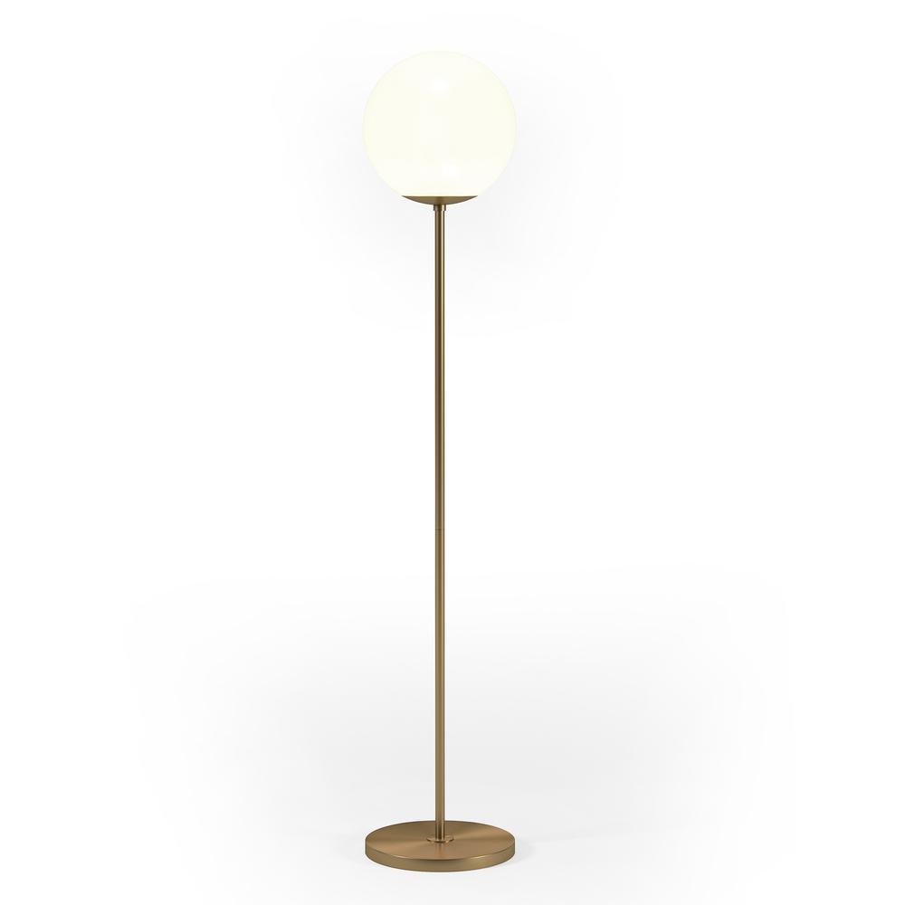 62" Brass Novelty Floor Lamp With White Frosted Glass Globe Shade. Picture 2