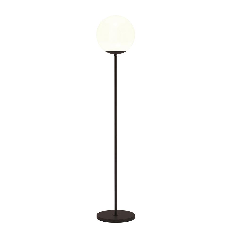 62" Black Novelty Floor Lamp With White Frosted Glass Globe Shade. Picture 2
