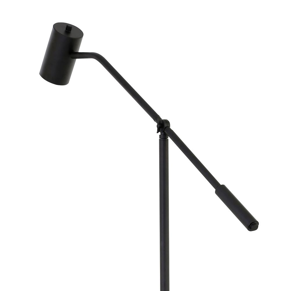 60" Black Swing Arm Floor Lamp With Black Drum Shade. Picture 4