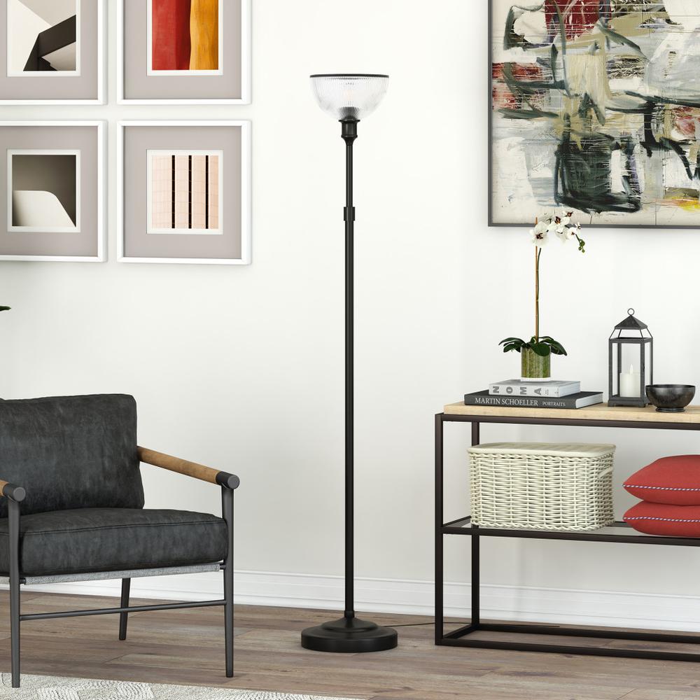 65" Black Novelty Floor Lamp With Clear Transparent Glass Dome Shade. Picture 5