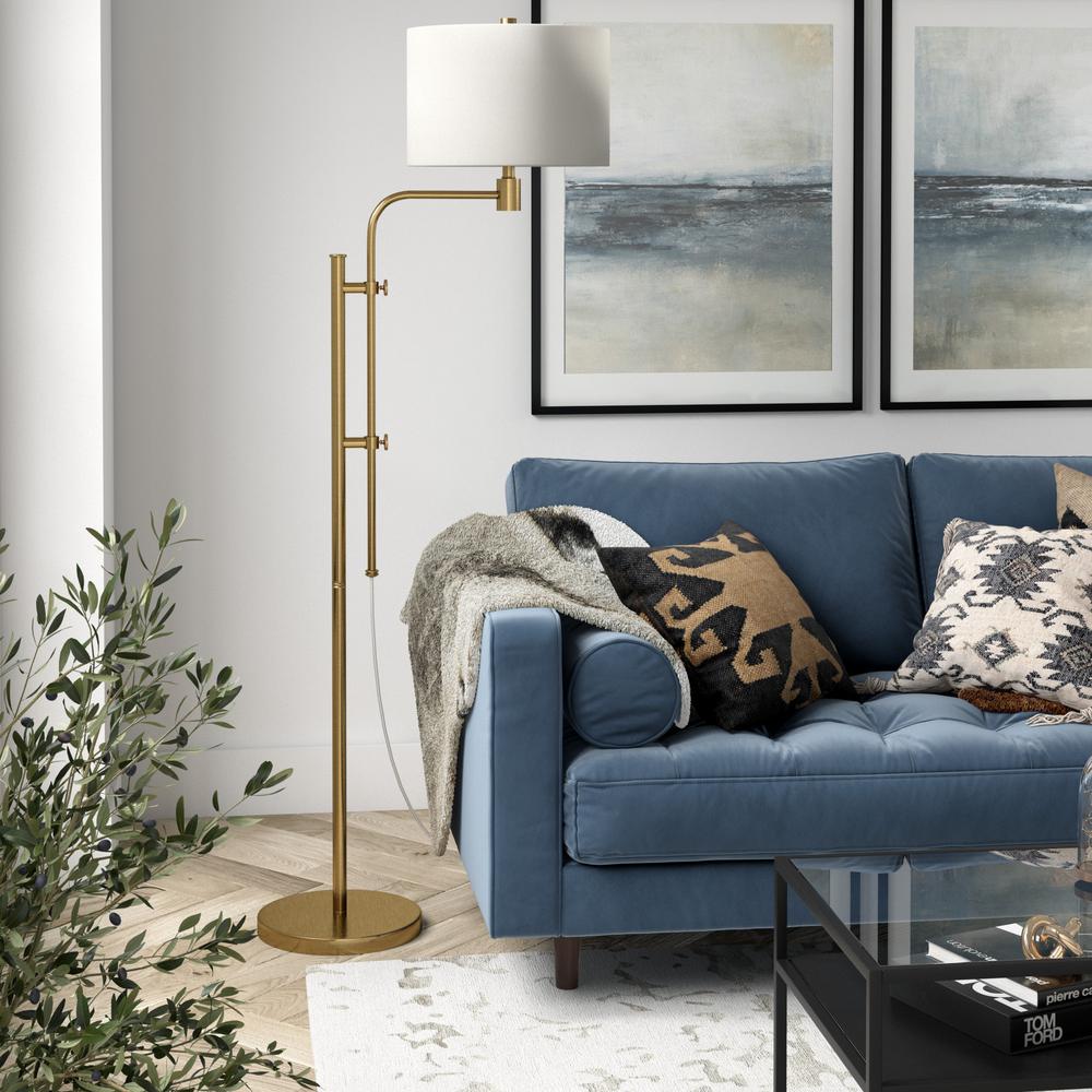 71" Brass Adjustable Traditional Shaped Floor Lamp. Picture 5