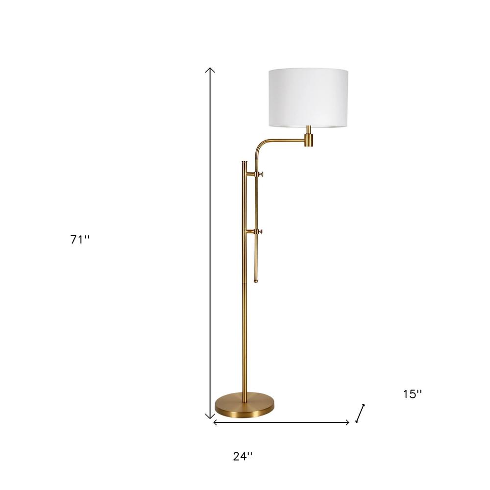 71" Brass Adjustable Traditional Shaped Floor Lamp. Picture 7