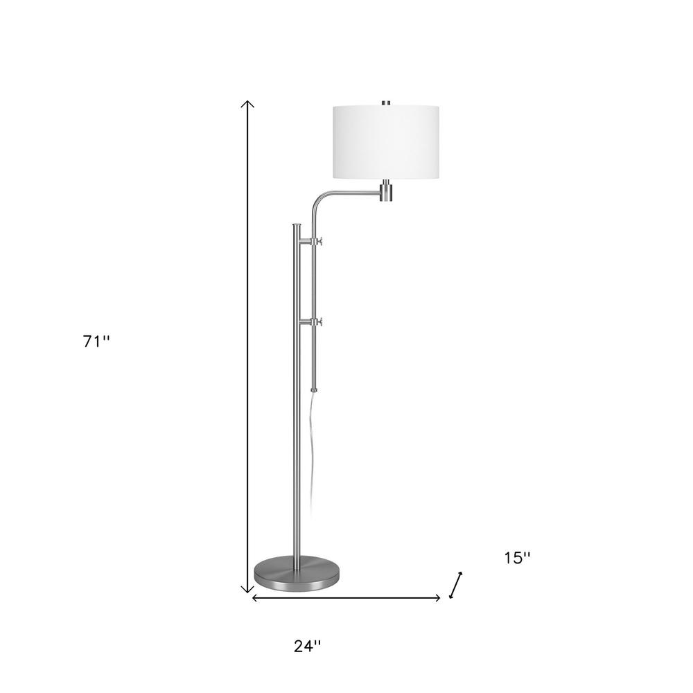 71" Nickel Adjustable Traditional Shaped Floor Lamp. Picture 6