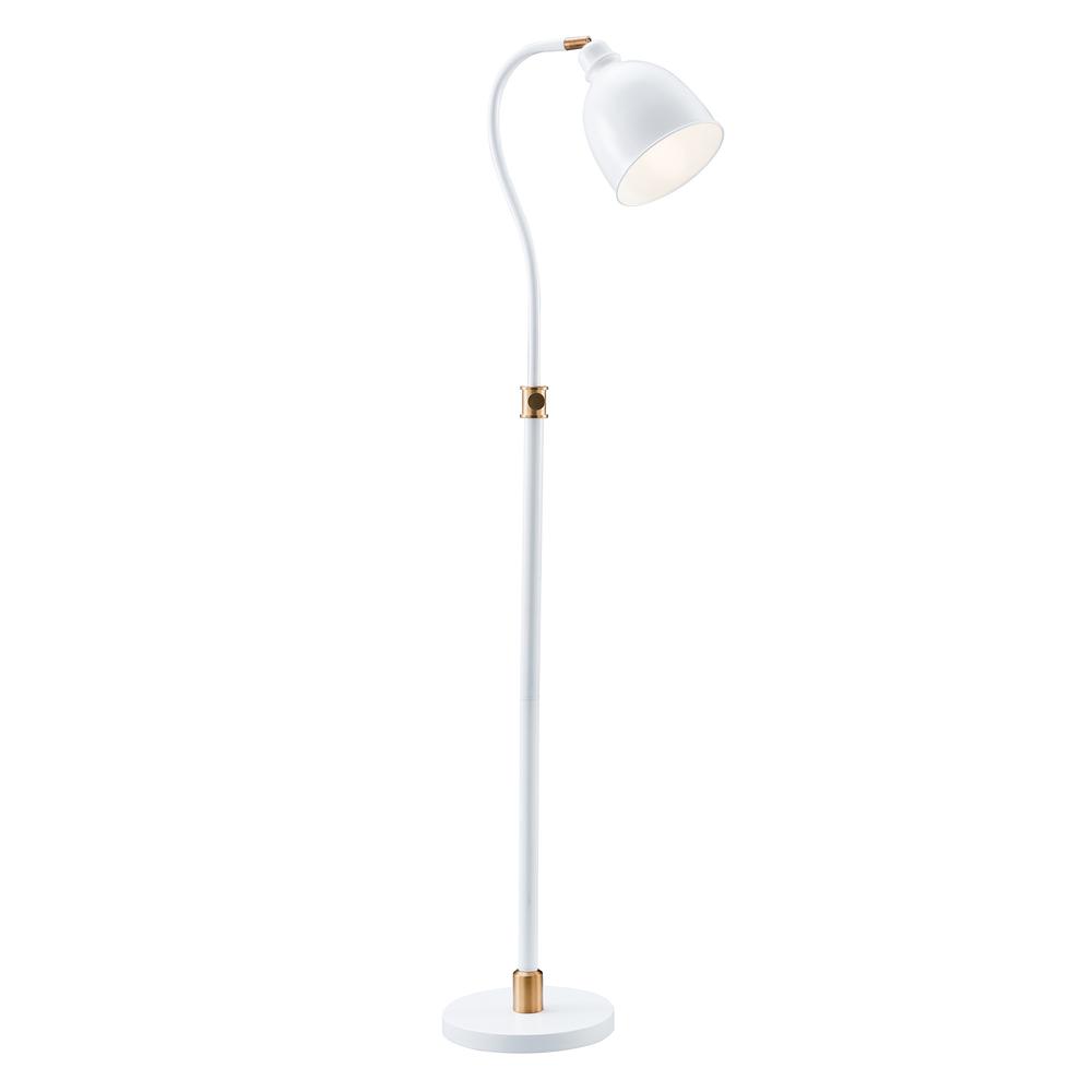 68" Brass Adjustable Reading Floor Lamp With White Frosted Glass Dome Shade. Picture 3