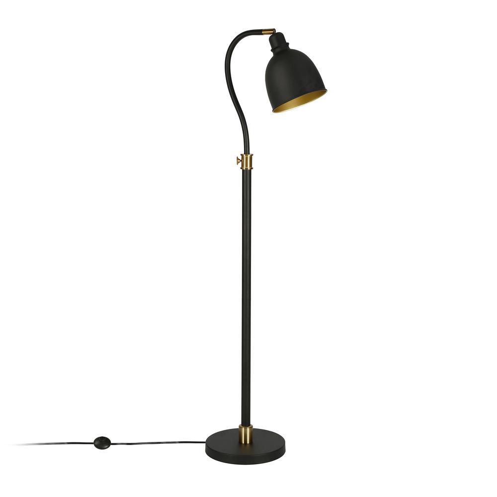 68" Black Adjustable Reading Floor Lamp With Black Dome Shade. Picture 2
