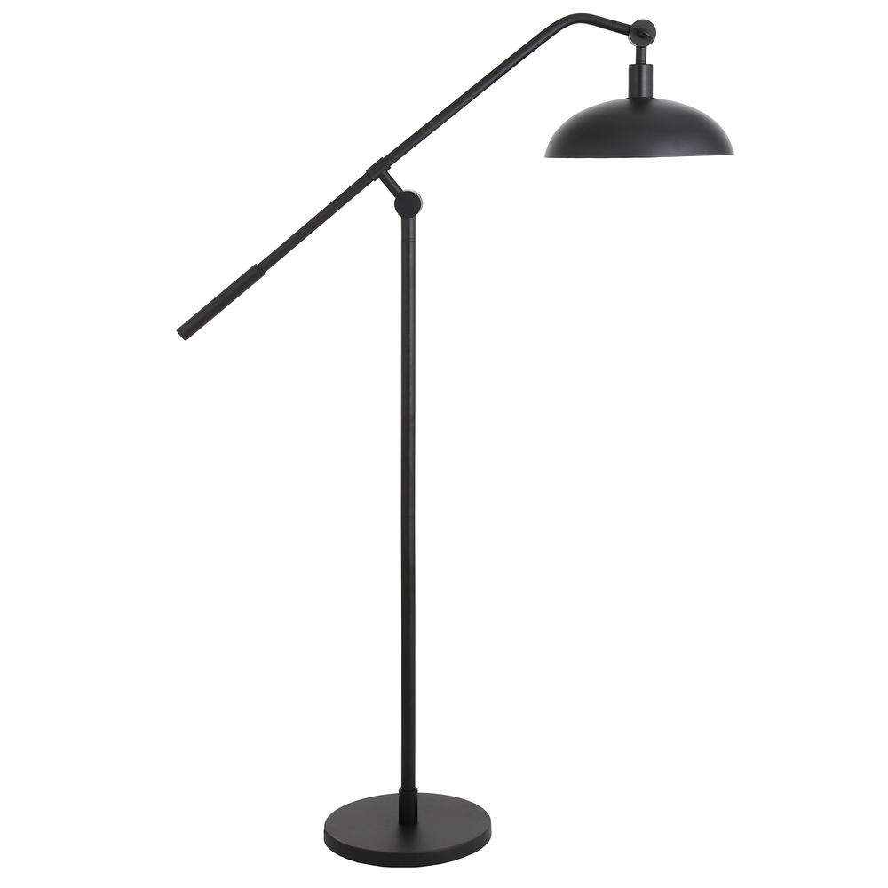 62" Black Reading Floor Lamp With Black Dome Shade. Picture 2