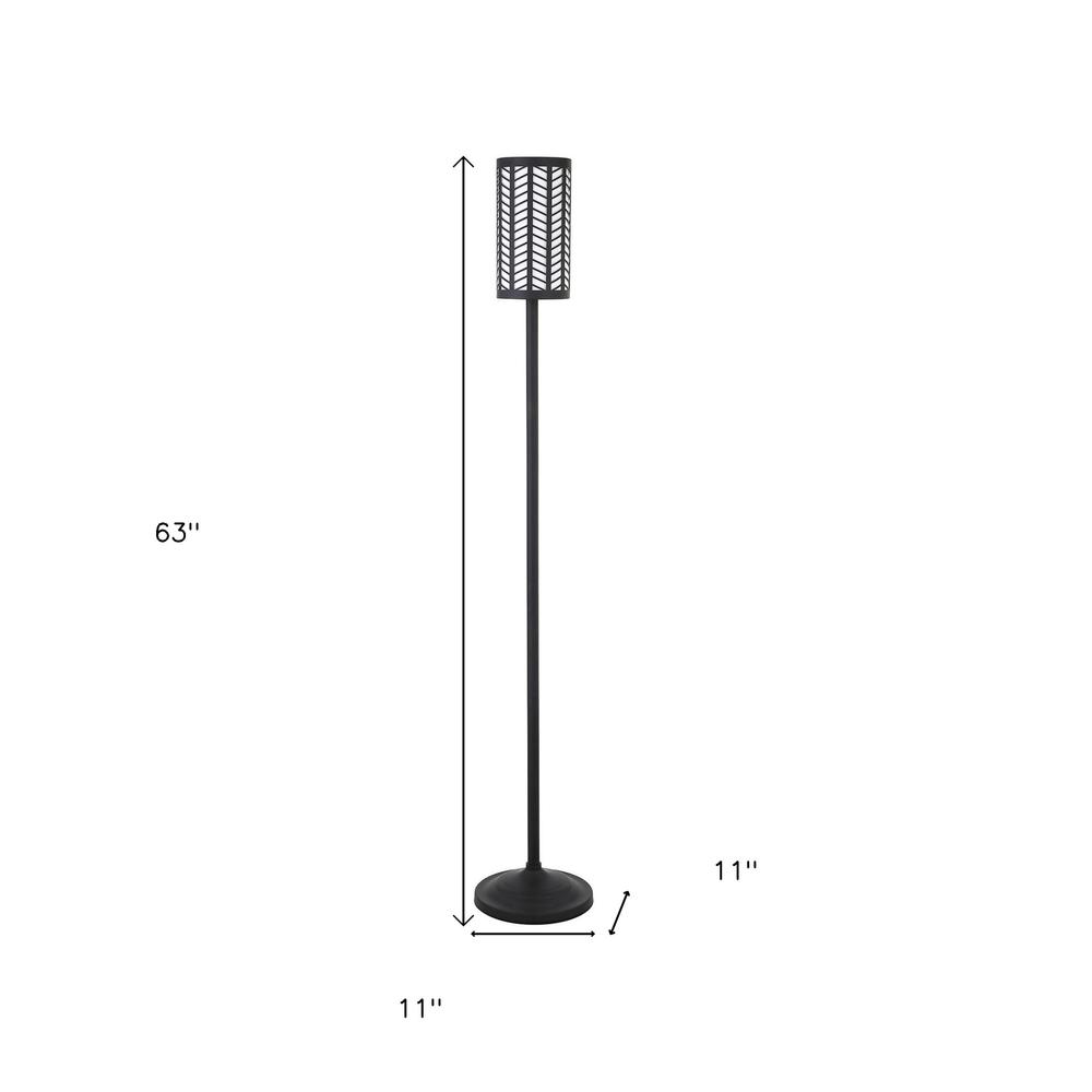 63" Black Torchiere Floor Lamp With Black Drum Shade. Picture 7
