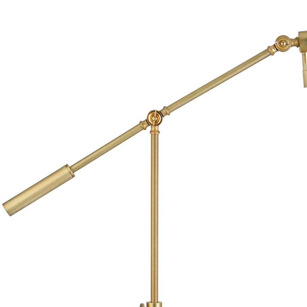 61" Brass Adjustable Swing Arm Floor Lamp With Gold Cone Shade. Picture 3
