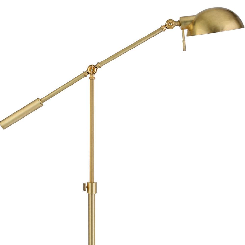 61" Brass Adjustable Swing Arm Floor Lamp With Gold Cone Shade. Picture 4