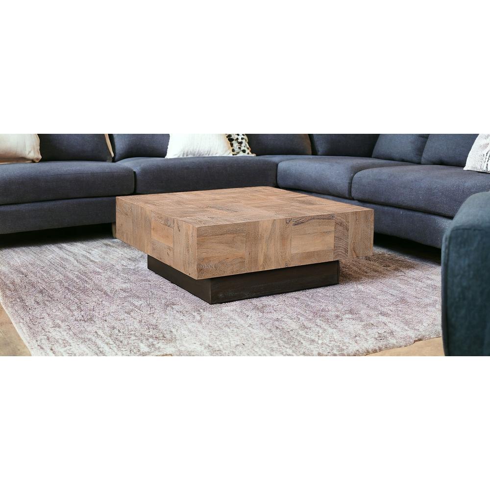 40" Brown And Black Solid Wood Square Coffee Table. Picture 5