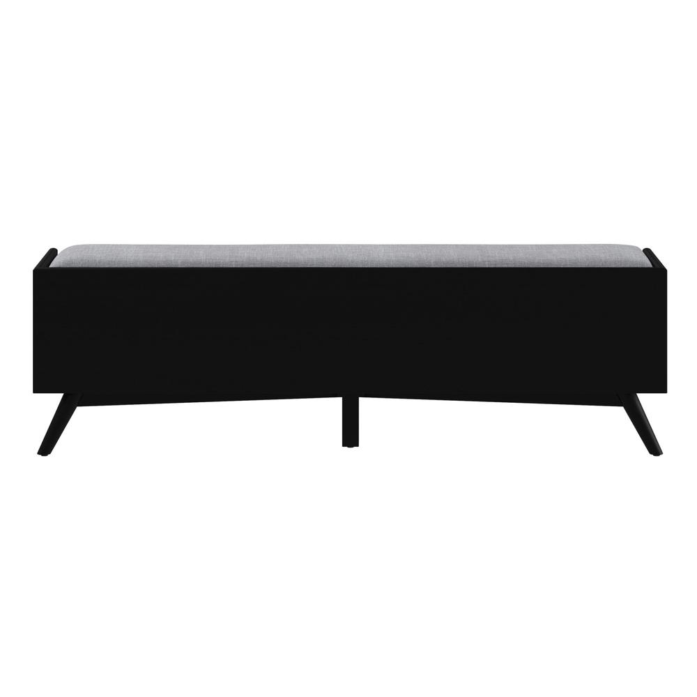 59" Gray and Black Upholstered Polyester Blend Bench with Drawers. Picture 4