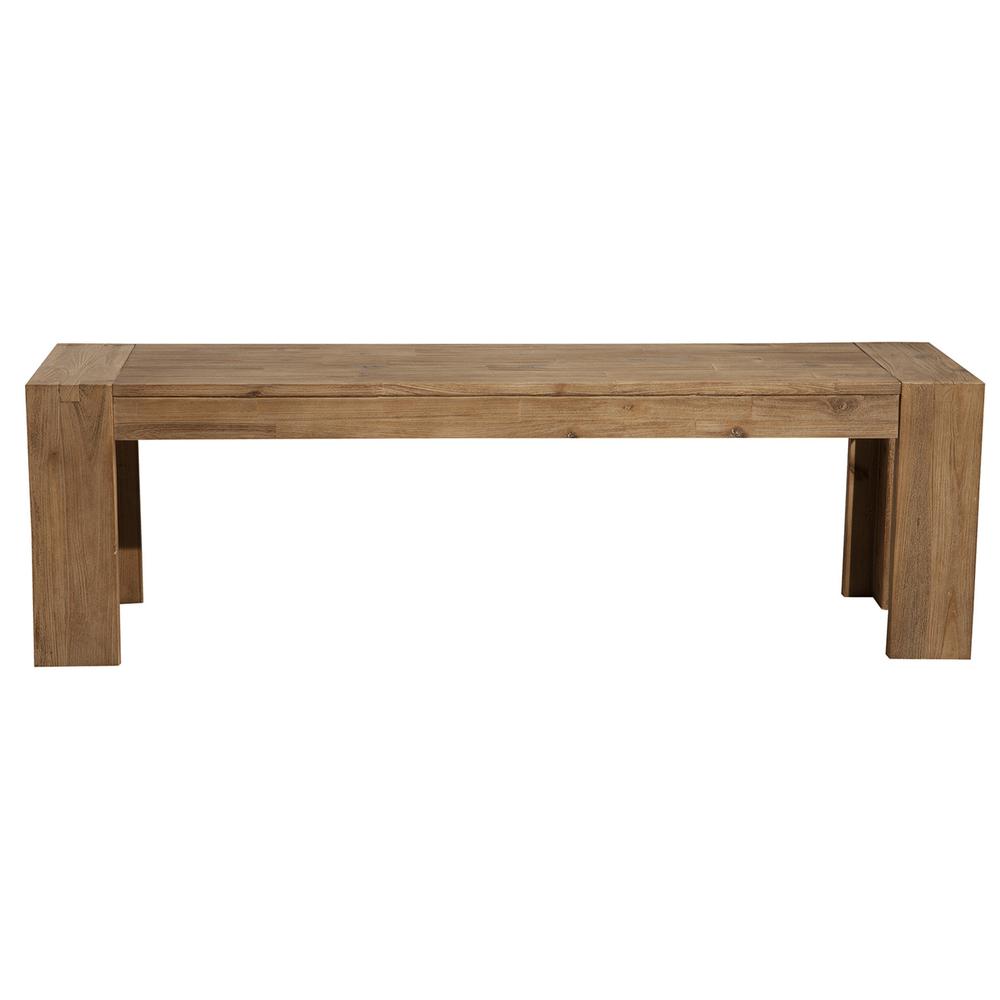 58" Natural Distressed Solid Wood Dining Bench. Picture 1