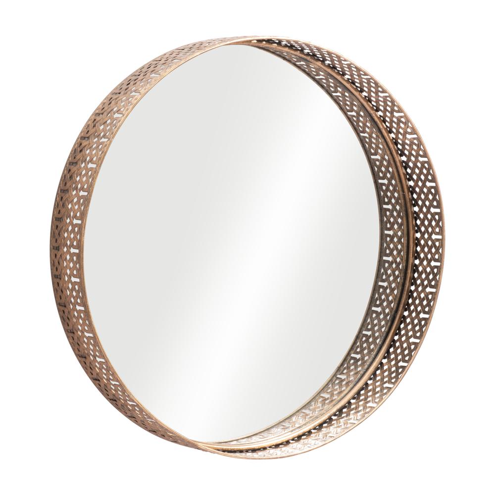 24" Gold Round Accent Steel Mirror. Picture 2