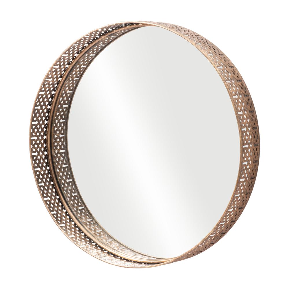 24" Gold Round Accent Steel Mirror. Picture 3