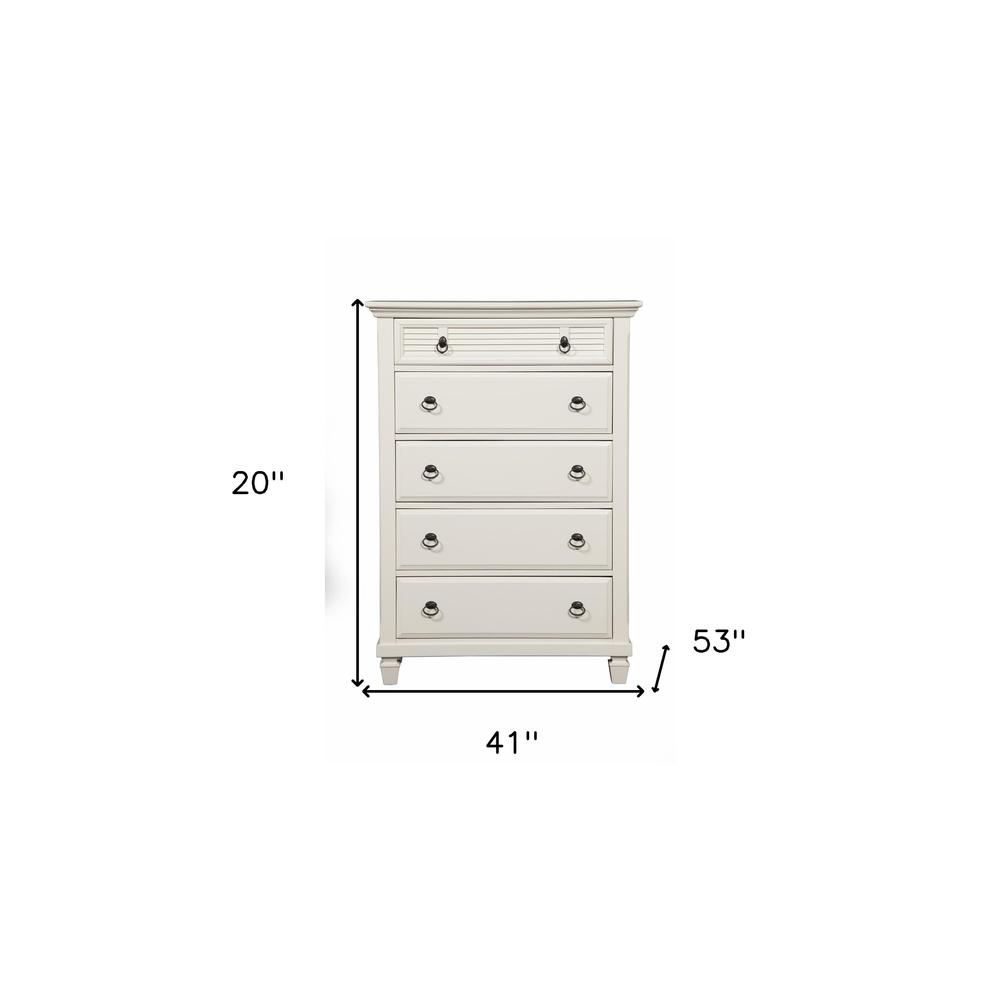 38" White Solid Wood Five Drawer Chest. Picture 6