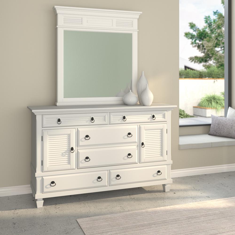 62" White Solid Wood Six Drawer Double Dresser. Picture 4