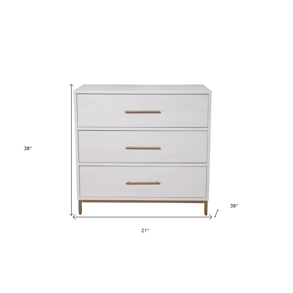 36" White Solid Wood Three Drawer Chest. Picture 5