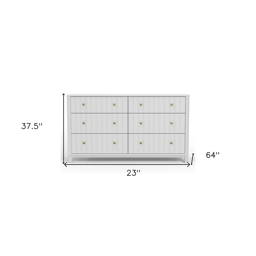61" White Solid Wood Six Drawer Double Dresser. Picture 9