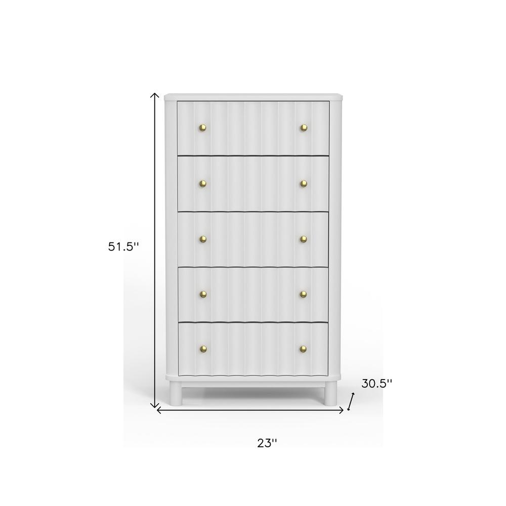 28" White Solid Wood Five Drawer Chest. Picture 7