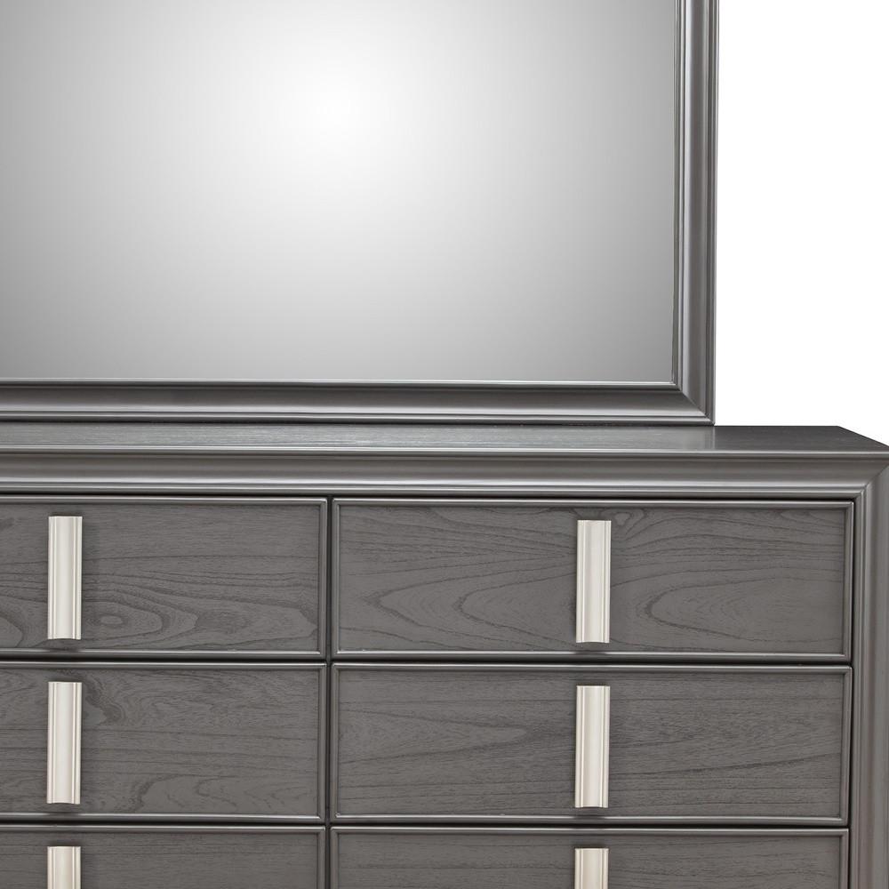 62" Dark Gray Solid Wood Six Drawer Double Dresser. Picture 4