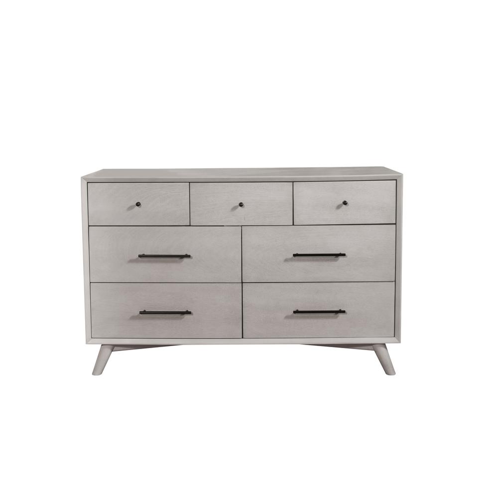 59" Gray Solid Wood Seven Drawer Double Dresser. Picture 1