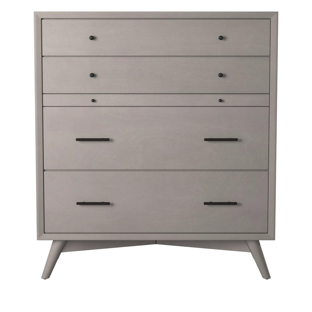 38" Gray Solid Wood Four Drawer Chest. Picture 5