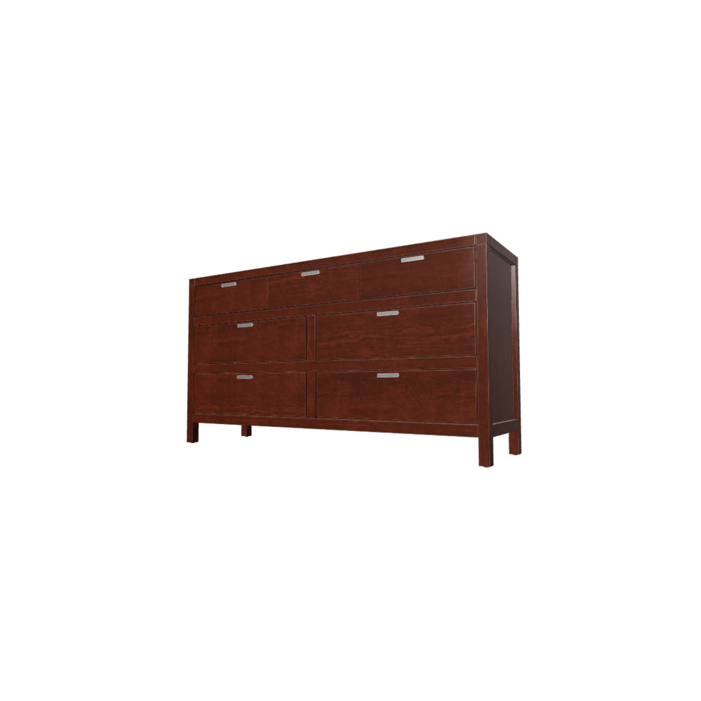 63" Brown Solid Wood Seven Drawer Double Dresser. Picture 2