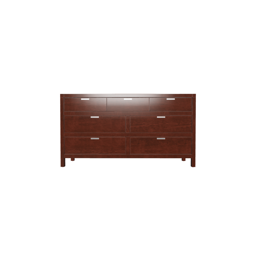 63" Brown Solid Wood Seven Drawer Double Dresser. Picture 1