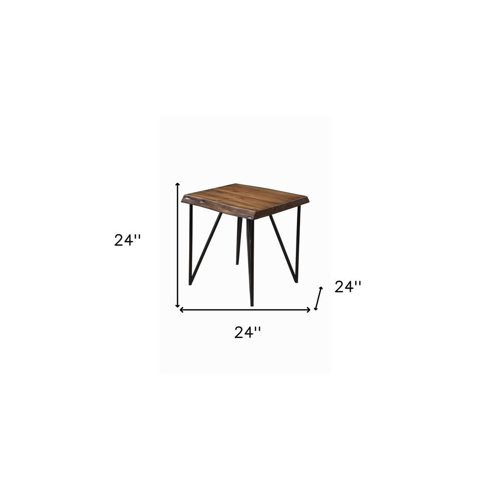 24" Black And Wood Brown Solid Wood End Table. Picture 5