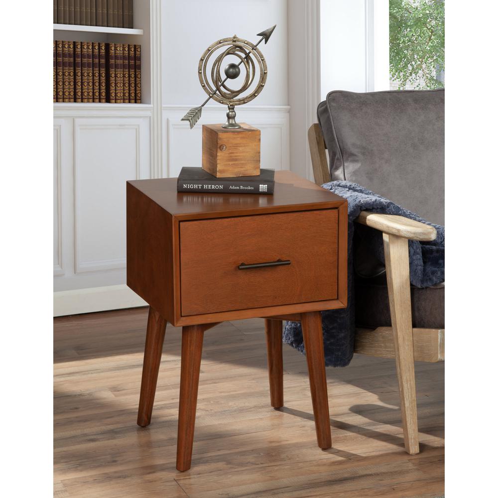 27" Brown Wood End Table With Drawer. Picture 6