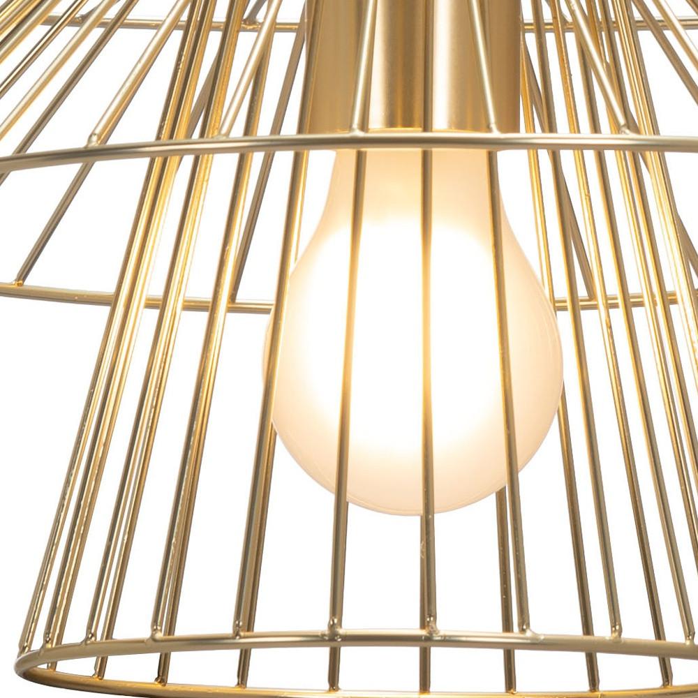 Gold Caged Geometric Metal Hanging Ceiling Light. Picture 4