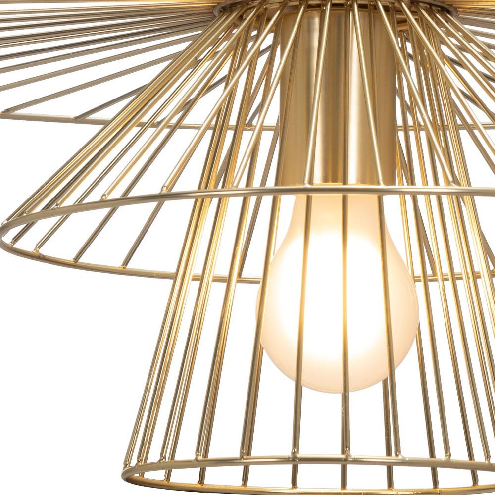 Gold Caged Geometric Metal Hanging Ceiling Light. Picture 5