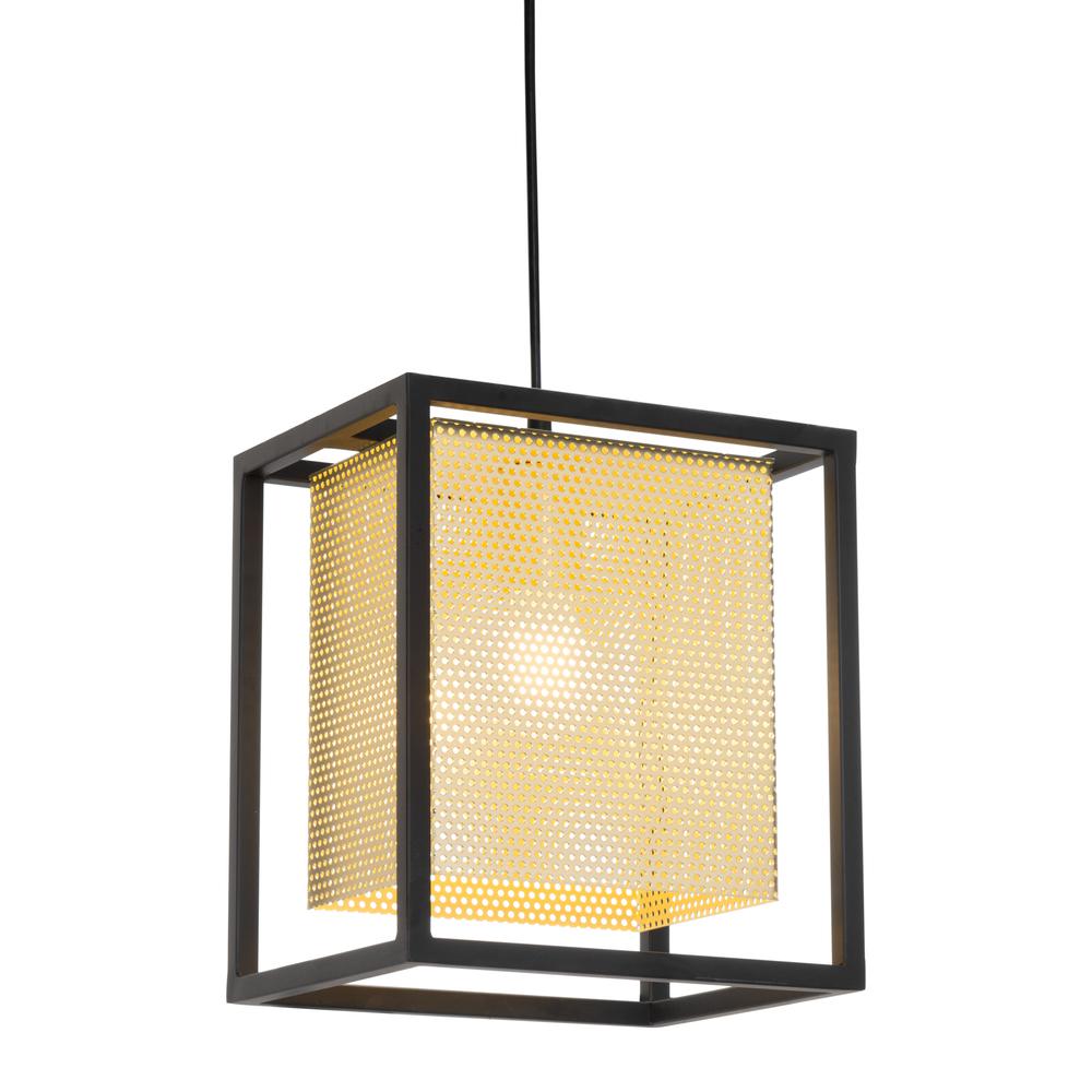 Gold and Black Geometric Metal Ceiling Light. Picture 1