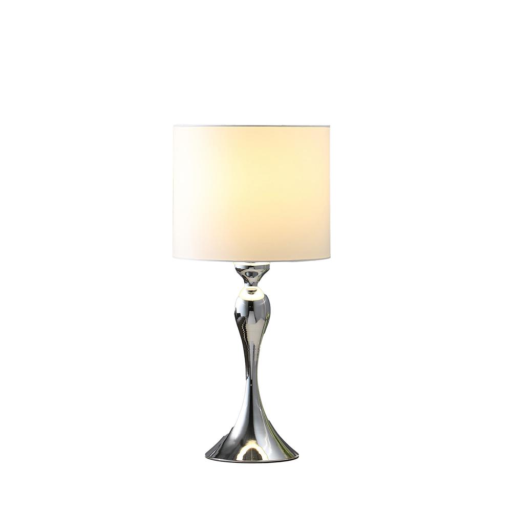 25" Silver Sleek Table Lamp With Off White Drum Shade. Picture 2