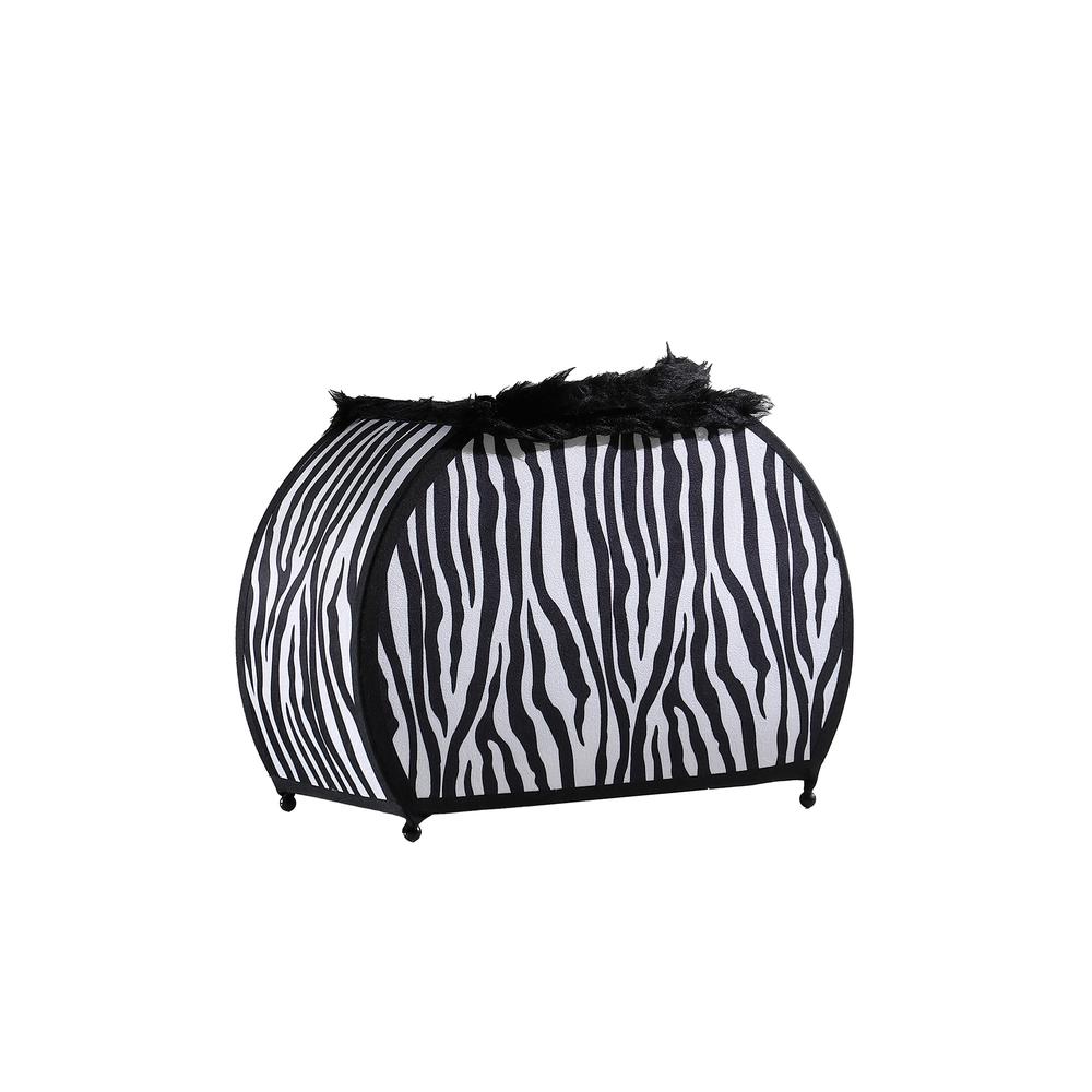 12" Black And White Funky Zebra Pattern Novelty Table Lamp. Picture 1