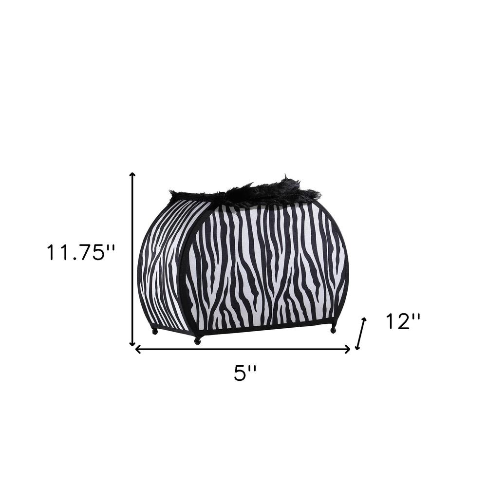 12" Black And White Funky Zebra Pattern Novelty Table Lamp. Picture 6