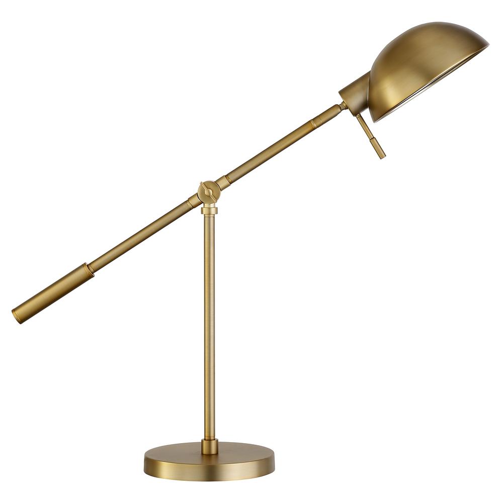 23" Brass Metal Desk Table Lamp With Brass Dome Shade. Picture 2