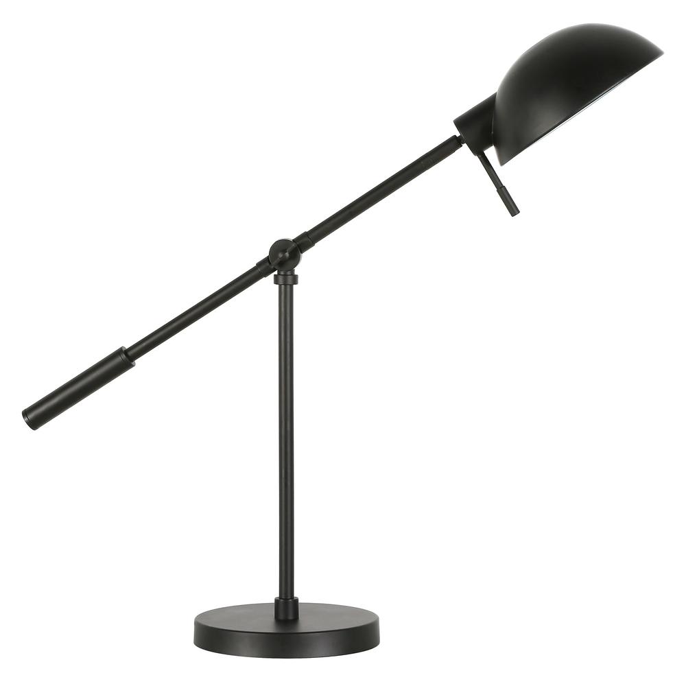 23" Black Metal Desk Table Lamp With Black Dome Shade. Picture 2