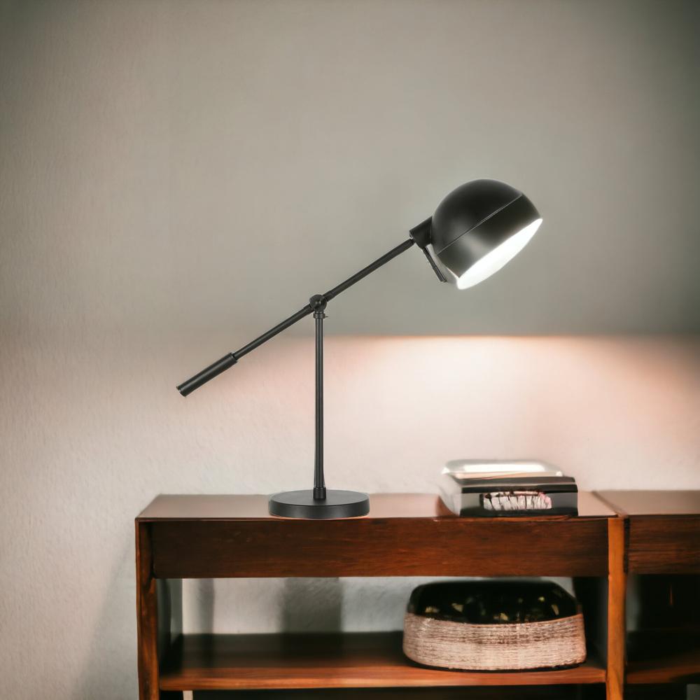 23" Black Metal Desk Table Lamp With Black Dome Shade. Picture 3