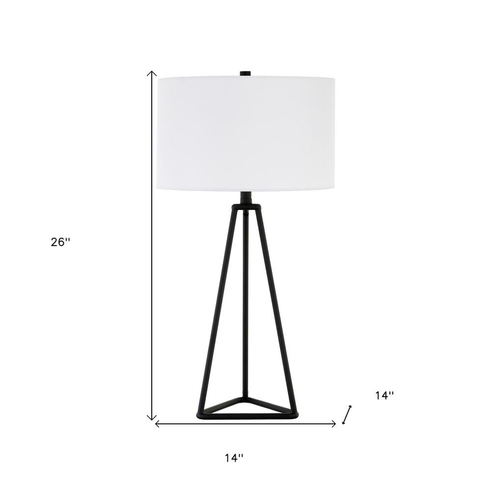26" Black Metal Table Lamp With White Drum Shade. Picture 6